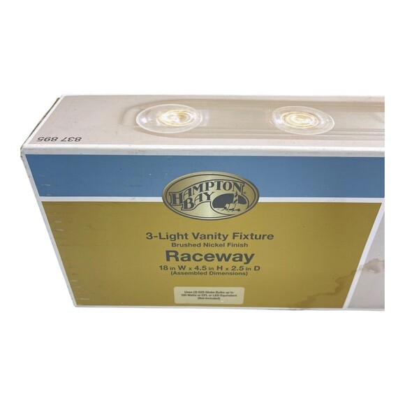 Hampton Bay 3 Light Fixture 18" Bathroom Vanity Lights Brushed Nickel New - Picture 1 of 3